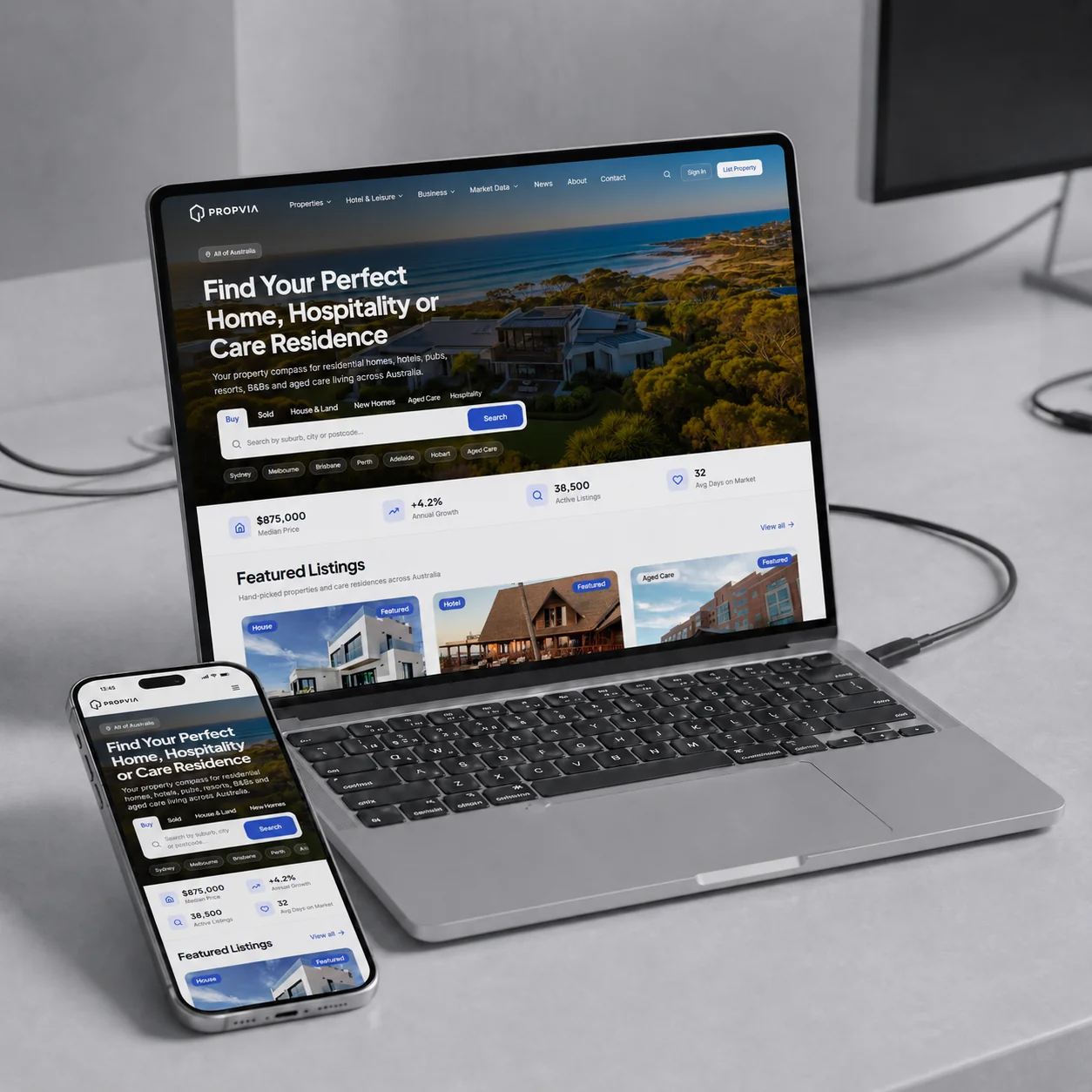 Propvia Property Platform — Website Design project by Webfx2 Digital